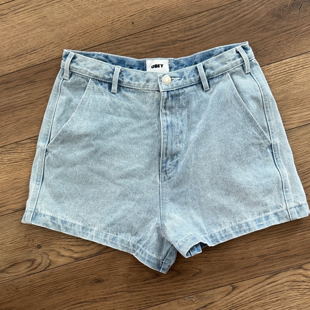 Obey Light Blue Jean Shorts